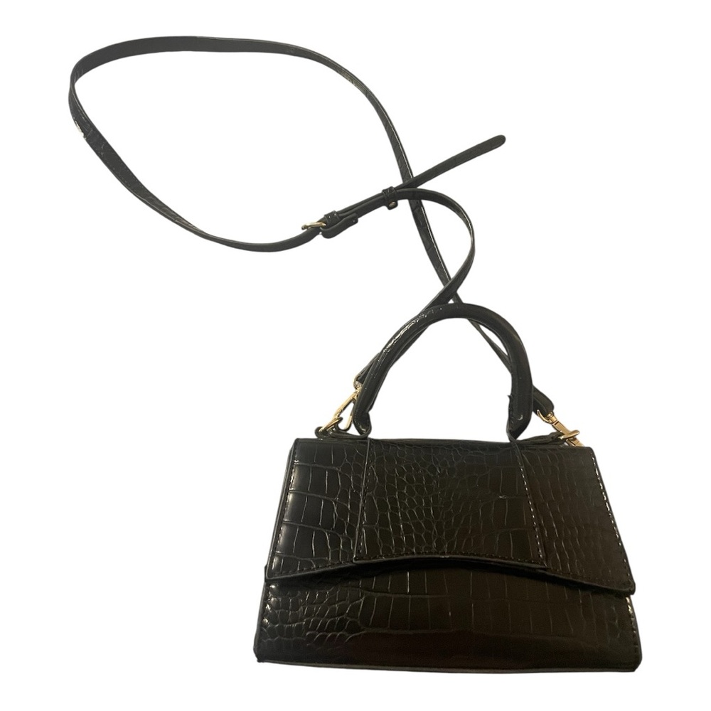 LIKE DREAMS Elegant Black Crocodile-Embossed Women's Handbag